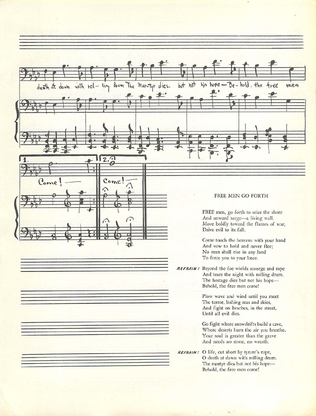 Free Men Go Forth score page 3 - last